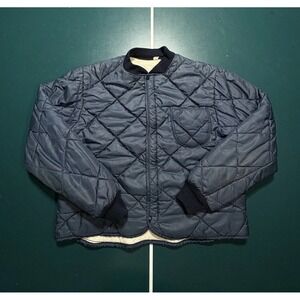 Vintage 60s Quilted Puffer Work Jacket Thermal Lined Men's Medium Diamond Lined